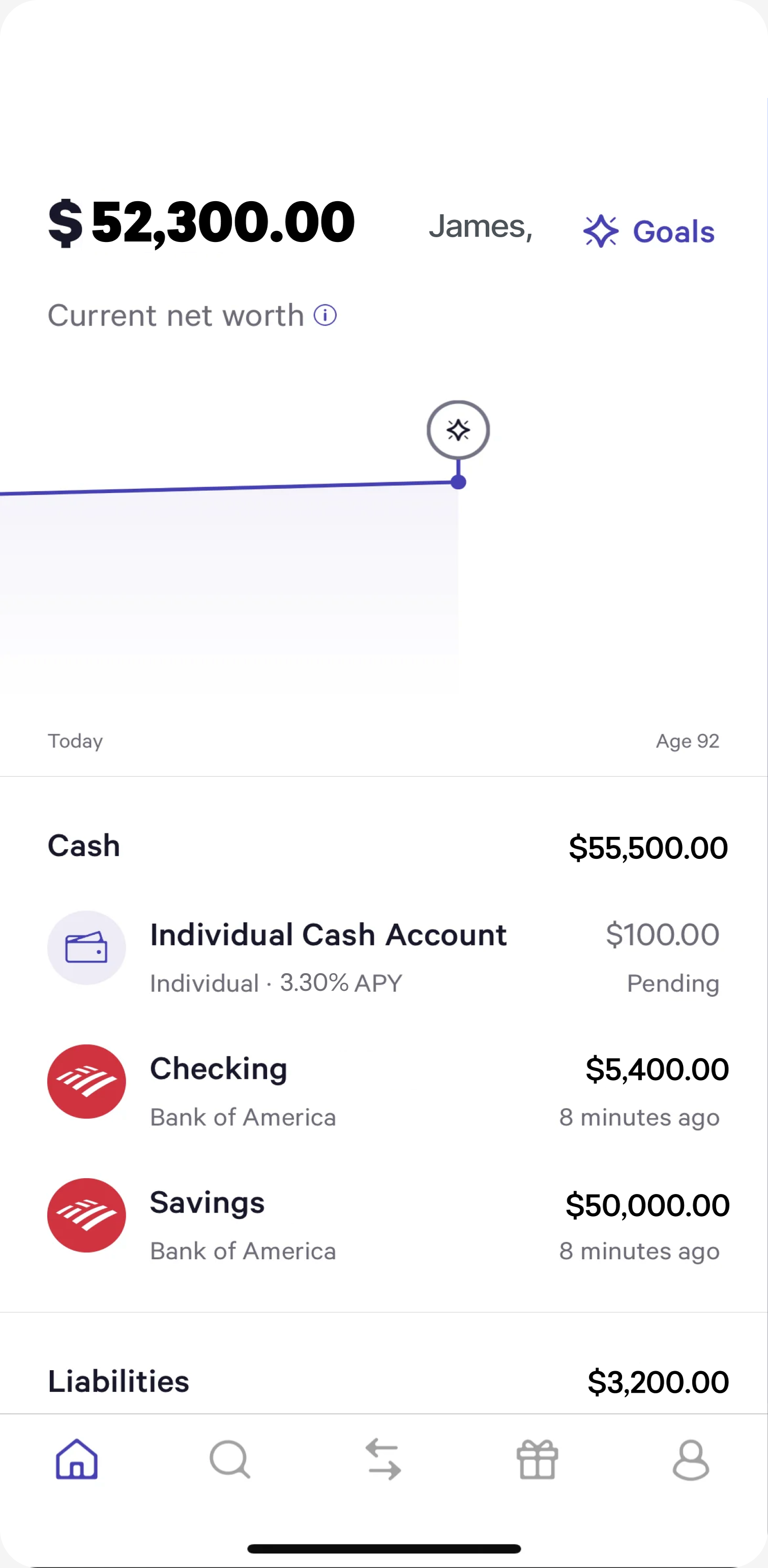 Wealthfront net-worth screen